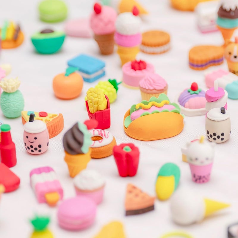 Clock King 72Pcs 3D Food Erasers for Kids, All are Food Styles, Random Desktop Pets Toys Gifts, Mini Puzzle Classroom Rewards, Kids Party Favors Back to School Supplies - Image 4